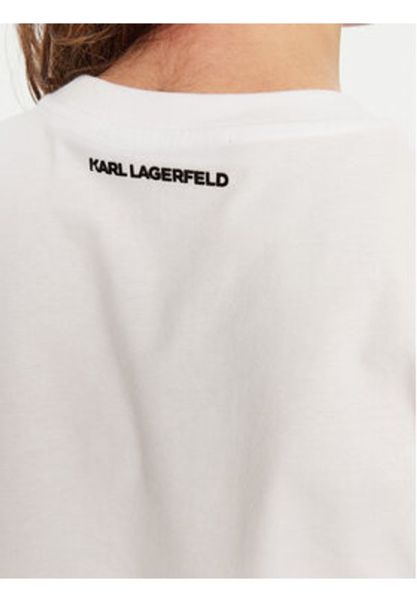 Karl Lagerfeld - KARL LAGERFELD T-Shirt A1W17025 Biały Relaxed Fit. Typ kołnierza: dekolt w karo. Kolor: biały. Materiał: bawełna
