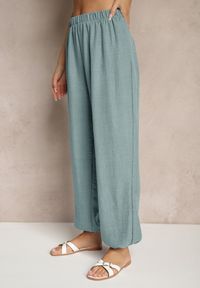 Renee - Miętowe Spodnie Joggery High Waist ze Ściągaczami Korilanea. Okazja: na co dzień. Stan: podwyższony. Kolor: zielony. Styl: casual, elegancki