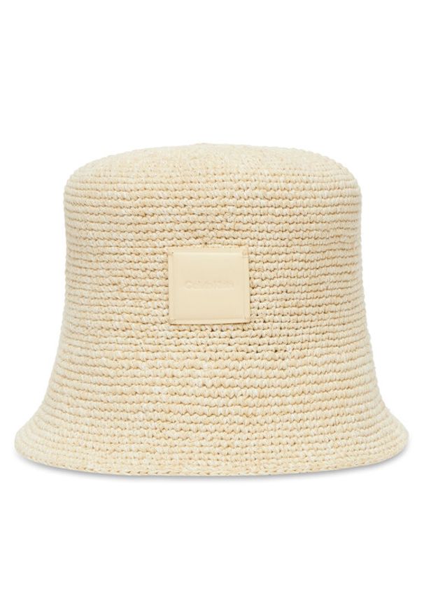 Calvin Klein Kapelusz Crochet Bucket LV04K5064G Beżowy. Kolor: beżowy. Materiał: bawełna, materiał