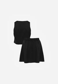 Born2be - Czarny Elegancki Komplet Kamizelka i Rozkloszowana Spódnica z Guzikami Merireida. Kolor: czarny #7