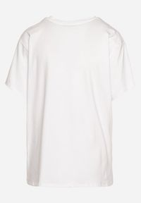 Born2be - Biało-Różowy T-shirt z Bawełny z Ozdobnym Printem Xarilla. Kolor: biały. Materiał: bawełna. Wzór: nadruk. Sezon: lato