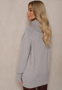 Renee - Szary Casualowy Golf z Domieszką Wiskozy Ozdobiony Małymi Kieszeniami Viasya. Okazja: na co dzień. Typ kołnierza: golf. Kolekcja: plus size. Kolor: szary. Długość: długie. Wzór: aplikacja. Materiał: wiskoza. Długość rękawa: długi rękaw. Styl: casual #5