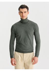 Pako Lorente - PAKO LORENTE - Golf męski w zielonym kolorze. Typ kołnierza: golf. Kolor: szary, zielony, brązowy, beżowy. Materiał: wiskoza, nylon. Sezon: jesień #1