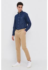 GANT - Gant Koszula bawełniana jeansowa męska kolor granatowy regular z kołnierzykiem klasycznym. Typ kołnierza: button down, kołnierzyk klasyczny. Kolor: niebieski. Materiał: bawełna, jeans. Długość rękawa: długi rękaw. Długość: długie. Styl: klasyczny #3