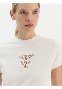 Guess T-Shirt V4YI21 KCDH1 Écru Regular Fit. Kolor: kremowy. Materiał: bawełna #3