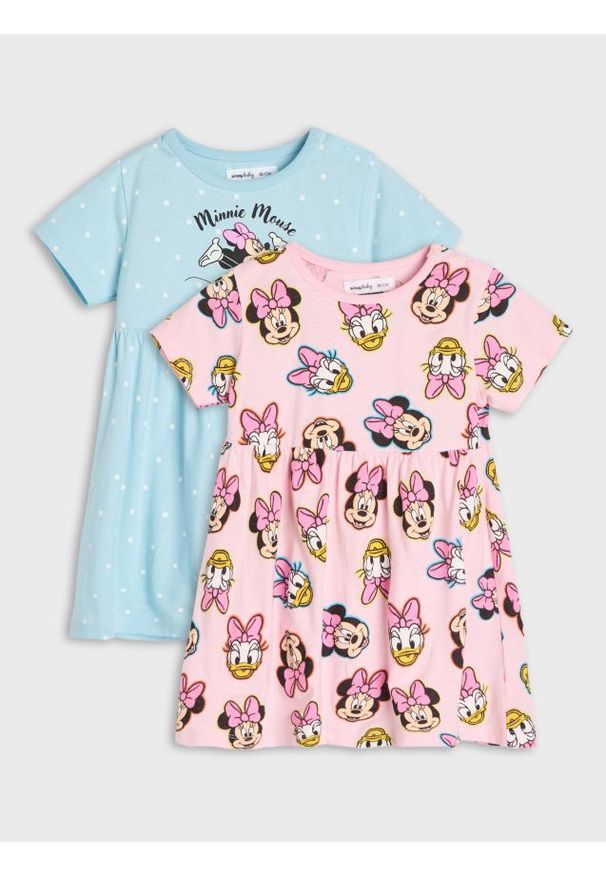 Sinsay - Bawełniane sukienki 2 pack Minnie Mouse - błękitny. Kolor: niebieski. Materiał: bawełna. Wzór: motyw z bajki
