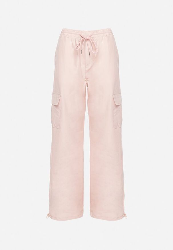 Born2be - Jasnoróżowe Spodnie Typu Bojówki z Gumką w Pasie z Kieszeniami i Ściągaczami Lomienna. Kolor: różowy