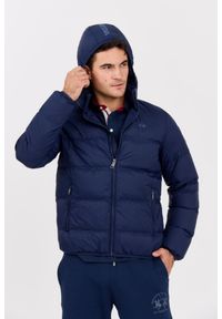 La Martina - LA MARTINA Granatowa pikowana męska kurtka Outerwear Basic Nylon, Rozmiar XXL. Kolor: niebieski. Materiał: nylon. Długość rękawa: długi rękaw. Długość: długie. Styl: elegancki