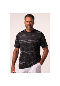JAY-PI - Męska Koszulka funkcyjna tennis rękaw 1/2 graficzny nadruk szybkoschnący. Kolekcja: plus size. Kolor: czarny. Materiał: elastan, poliester, materiał. Wzór: nadruk. Sport: tenis