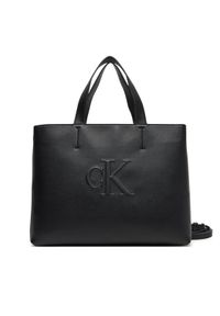 Calvin Klein Jeans Torebka Sculpted Mini Ew Tote LV04K3111G Czarny. Kolor: czarny. Materiał: skórzane