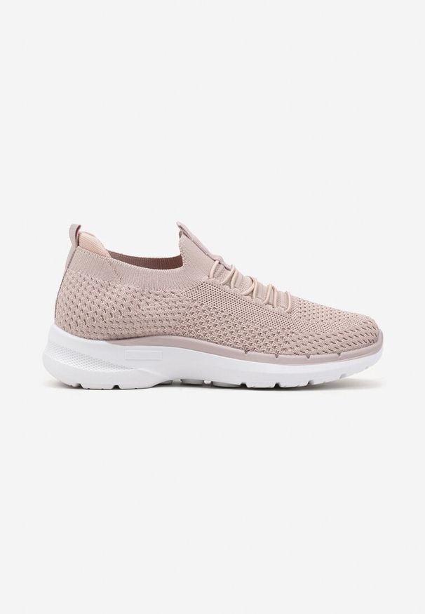 Renee - Różowe Wsuwane Buty Sportowe Sneakersy z Imitacją Sznurówek Tatanoris. Okazja: na co dzień. Zapięcie: bez zapięcia. Kolor: różowy. Materiał: jeans. Obcas: na obcasie. Wysokość obcasa: niski