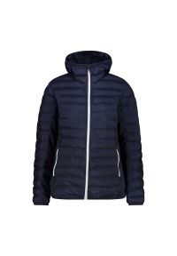 Damska kurtka z kapturem CMP. Typ kołnierza: kaptur. Kolor: niebieski, wielokolorowy, czarny. Materiał: puch. Sport: turystyka piesza #1