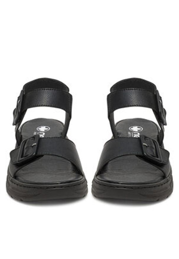 Rieker Sandały 66680-00 Czarny. Kolor: czarny. Materiał: skóra