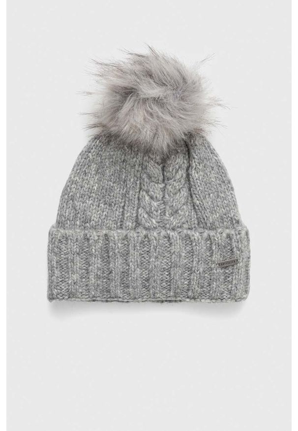 Hollister Co. czapka kolor szary z grubej dzianiny. Kolor: szary. Materiał: dzianina