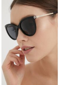 Furla okulary przeciwsłoneczne damskie kolor czarny. Kolor: czarny