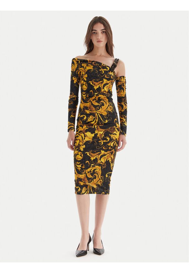 Versace Jeans Couture Sukienka koktajlowa 79HAO974 JS508 Czarny Slim Fit. Kolor: czarny. Materiał: syntetyk. Styl: wizytowy
