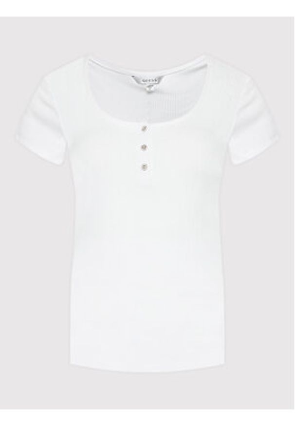 Guess Bluzka W2YP24 KBCO2 Biały Slim Fit. Kolor: biały. Materiał: wiskoza