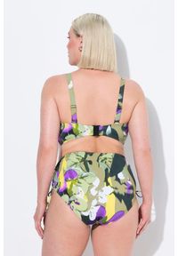 ULLA POPKEN - Damskie Bikini kwiaty regulowane ramiączka marszczenie wysoki stan. Stan: podwyższony. Kolekcja: plus size. Kolor: zielony. Materiał: poliester, elastan, poliamid, materiał. Wzór: kwiaty