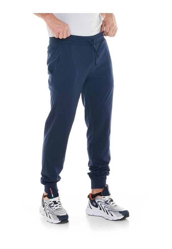LEONE 1947 APPAREL - Męskie spodnie sportowe z małym logo. Kolor: niebieski. Materiał: tkanina. Sport: fitness
