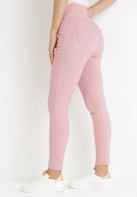 Born2be - Różowe Spodnie Skinny z Wysokim Stanem Ninga. Stan: podwyższony. Kolor: różowy #2
