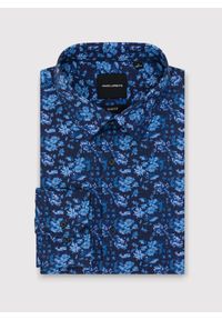 Pako Lorente - PAKO LORENTE – Granatowa dzianinowa koszula w kwiaty. Kolor: niebieski. Materiał: dzianina. Długość rękawa: długi rękaw. Długość: długie. Wzór: kwiaty #9