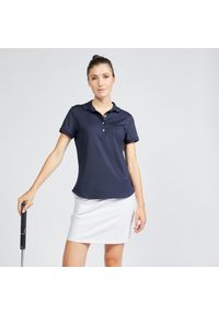 INESIS - Koszulka polo do golfa damska z krótkim rękawem Inesis WW500. Typ kołnierza: polo, golf. Kolor: niebieski. Materiał: materiał, poliester, elastan. Długość rękawa: krótki rękaw. Długość: krótkie. Styl: klasyczny, elegancki #1
