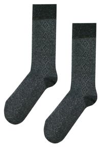 His Story - Ciepłe Wełniane Skarpetki Zimowe - Grafit, Wzorek. Materiał: wełna, elastan, poliamid #3