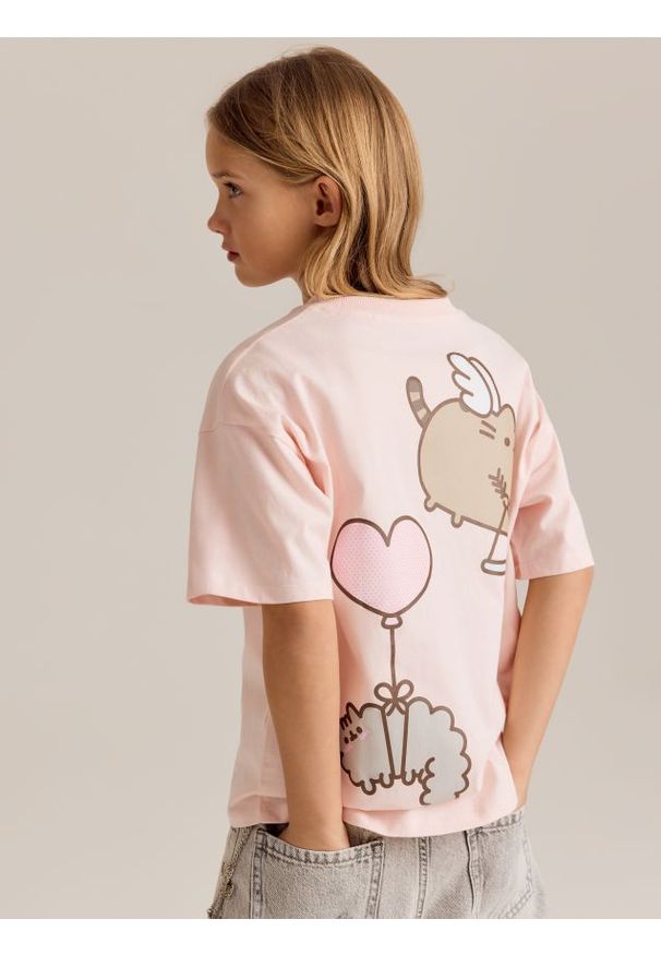 Reserved - T-shirt Pusheen - różowy. Kolor: różowy. Materiał: bawełna