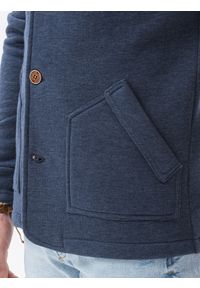 Ombre Clothing - Bluza męska rozpinana bez kaptura CARMELO - jeansowa - XL. Typ kołnierza: bez kaptura. Materiał: jeans