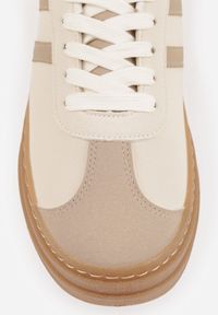 Born2be - Beżowe Sneakersy na Grubej Podeszwie z Ozdobnym Wzorem Felimala. Okazja: na co dzień. Kolor: beżowy. Materiał: jeans #6