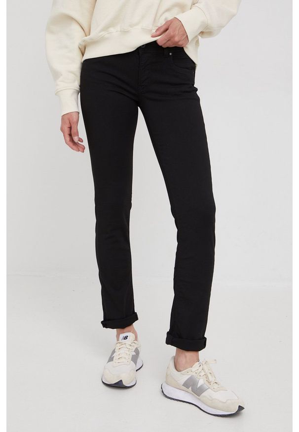 Pepe Jeans jeansy damskie kolor czarny medium waist. Kolor: czarny
