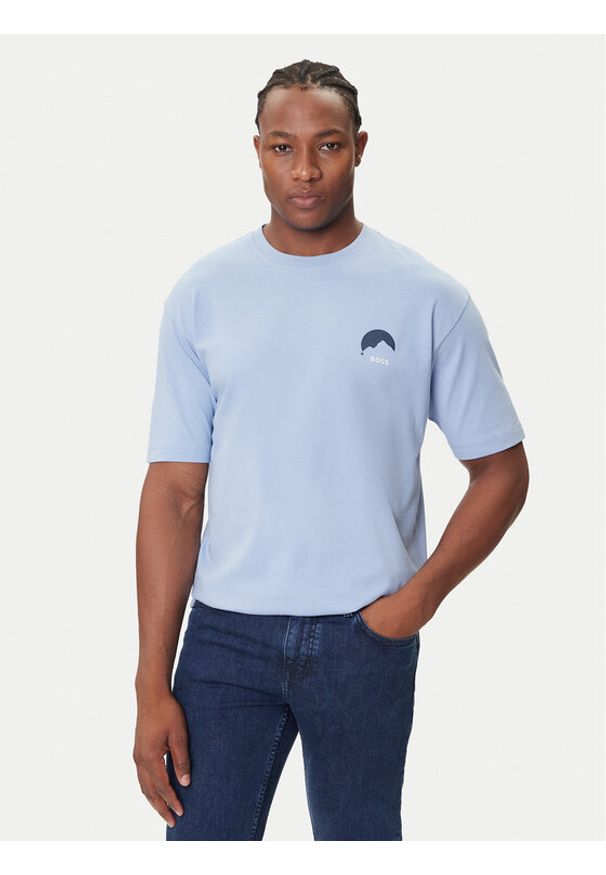 BOSS T-Shirt Te_Move 50547087 Błękitny Relaxed Fit. Kolor: niebieski. Materiał: bawełna