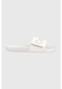 Calvin Klein klapki ADJ POOL SLIDE PU męskie kolor biały HM0HM00957. Kolor: biały. Materiał: materiał #4