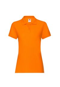 FRUIT OF THE LOOM - Damska Koszulka Polo Premium Plain. Typ kołnierza: polo. Kolor: żółty, pomarańczowy, wielokolorowy
