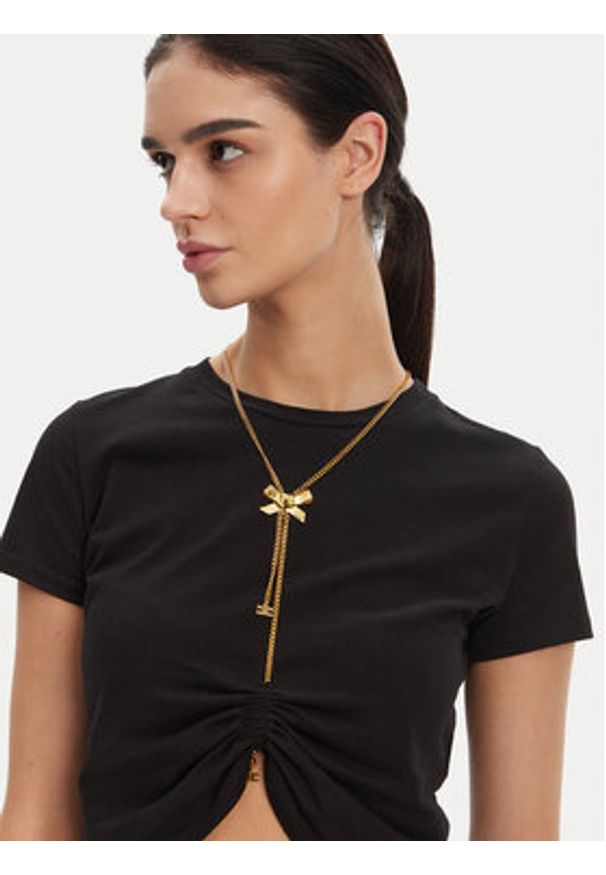 Elisabetta Franchi T-Shirt MA-006-51E2 Czarny Regular Fit. Kolor: czarny. Materiał: bawełna