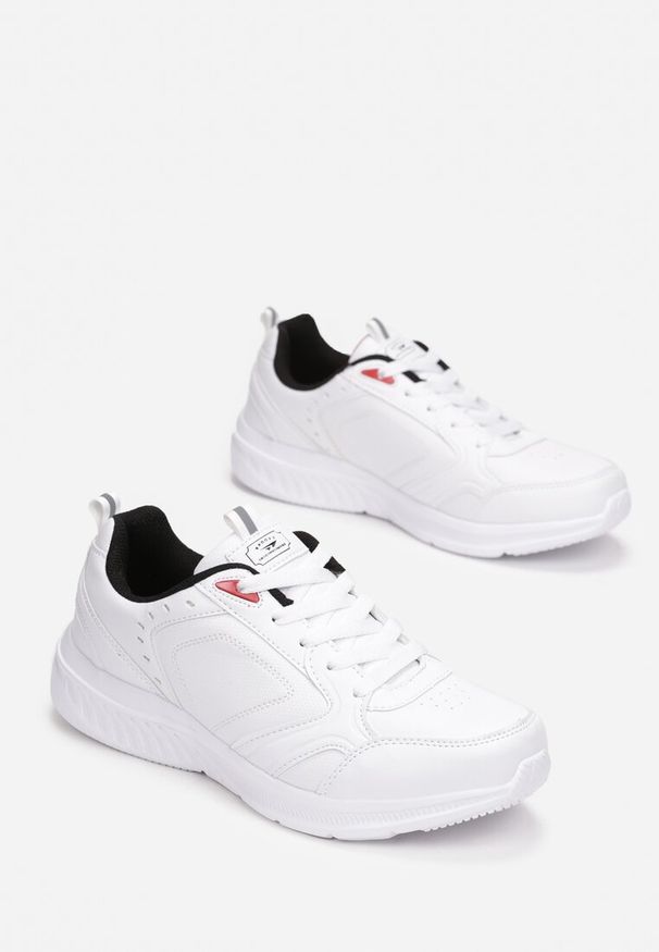Born2be - Biało-Czarne Buty Sportowe Amedee. Okazja: na co dzień. Wysokość cholewki: przed kostkę. Nosek buta: okrągły. Kolor: biały. Szerokość cholewki: normalna