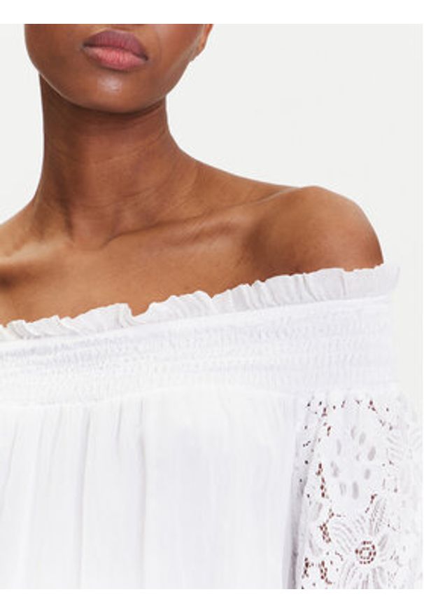 Guess Bluzka W5GH0S WE550 Biały Regular Fit. Kolor: biały. Materiał: wiskoza