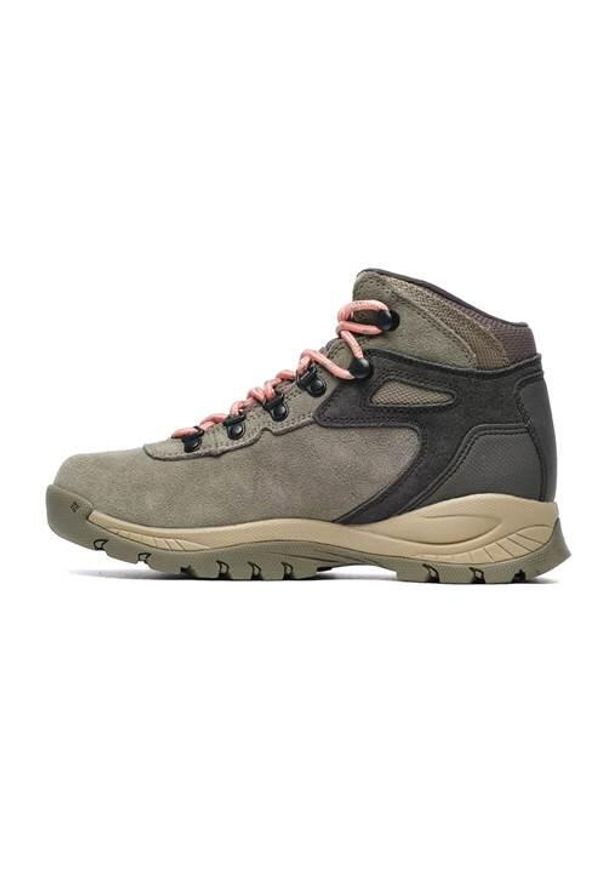 columbia - Buty do chodzenia damskie Columbia Newton Ridge Plus Waterproof. Wysokość cholewki: za kostkę. Zapięcie: sznurówki. Kolor: szary. Materiał: materiał, skóra. Szerokość cholewki: normalna. Sport: turystyka piesza