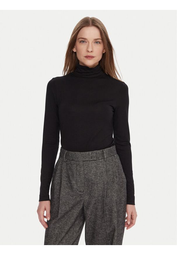 United Colors of Benetton - United Colors Of Benetton Golf 3Z12D2010 Czarny Slim Fit. Typ kołnierza: golf. Kolor: czarny. Materiał: wiskoza