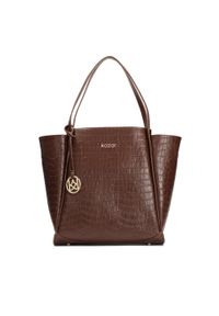 Kazar - Duża brązowa torebka na ramię z tłoczonej skóry. Kolor: brązowy. Dodatki: z breloczkiem. Materiał: skórzane, z tłoczeniem. Rodzaj torebki: na ramię #1