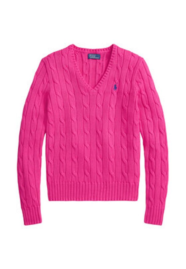 Polo Ralph Lauren Sweter 211971870509 Różowy Slim Fit. Typ kołnierza: polo. Kolor: różowy. Materiał: bawełna