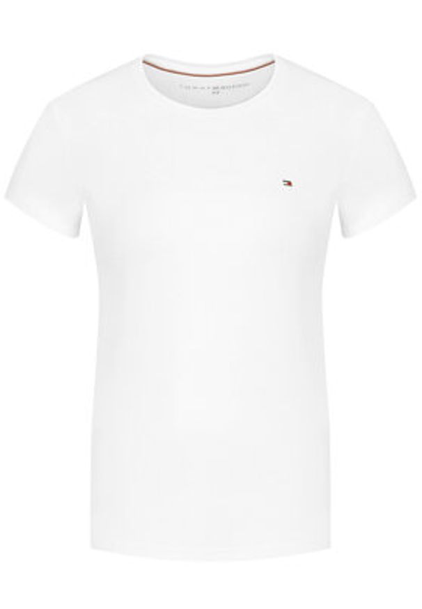 TOMMY HILFIGER - Tommy Hilfiger T-Shirt WW0WW22043 Biały Regular Fit. Kolor: biały. Materiał: bawełna