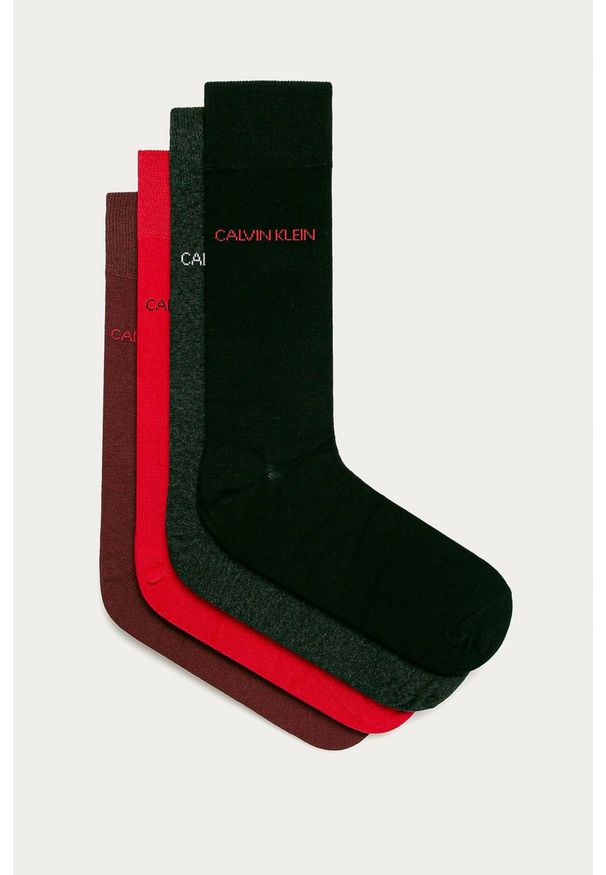 Calvin Klein - Skarpetki (4-pack). Kolor: szary. Materiał: bawełna, materiał, poliamid, elastan. Wzór: nadruk