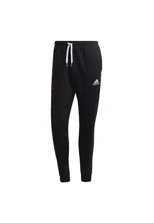 Spodnmie do piłki nożnej męskie Adidas Entrada 22 Sweat Pants. Kolor: czarny. Materiał: polar, dresówka, bawełna, materiał, poliester
