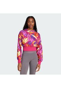 Adidas - Bluza z kapturem adidas x FARM. Typ kołnierza: kaptur. Kolor: różowy. Sport: fitness #1