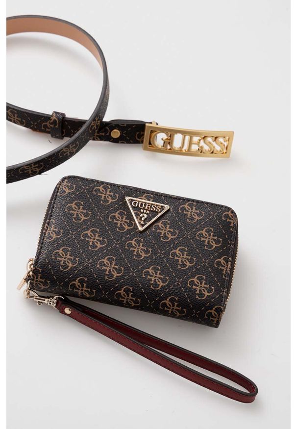 Guess portfel i pasek kolor brązowy. Kolor: brązowy