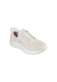 skechers - Buty SKECHERS GO WALK FLEX GRAND ENTRY Beżowy. Kolor: beżowy, biały, wielokolorowy. Materiał: materiał. Model: Skechers Sport. Sport: turystyka piesza #1