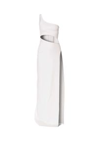 AGGI - Biała sukienka maxi Gina. Kolor: biały. Materiał: tkanina. Długość rękawa: na ramiączkach. Typ sukienki: dopasowane, asymetryczne. Długość: maxi