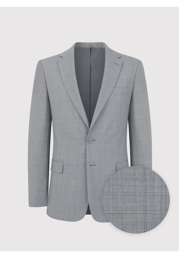 Pako Lorente - PAKO LORENTE – Szara marynarka garniturowa w delikatną kratę. Okazja: na ślub cywilny, na wesele, na komunię. Kolor: szary. Materiał: wełna, lycra, poliester