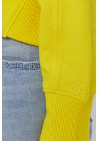 Calvin Klein Jeans - Bluza bawełniana. Typ kołnierza: kaptur. Kolor: żółty. Materiał: bawełna. Długość rękawa: długi rękaw. Długość: długie #6